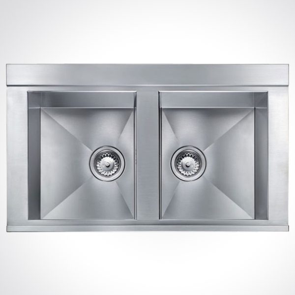 CM ANTHEA RADIUS Built-In Double Bowl Sink Satin Finish F3 86 X 51 cm