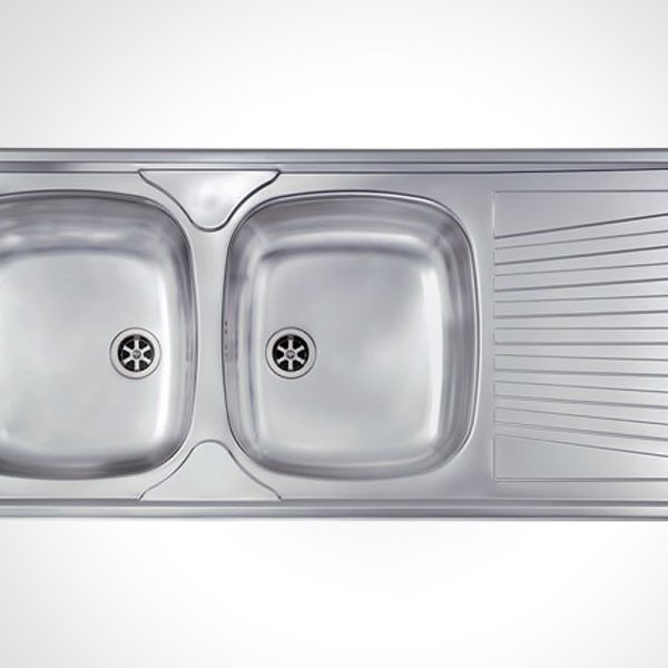 CM MONDIAL Double Bowl Stainless Steel Sink 116 X 50 cm