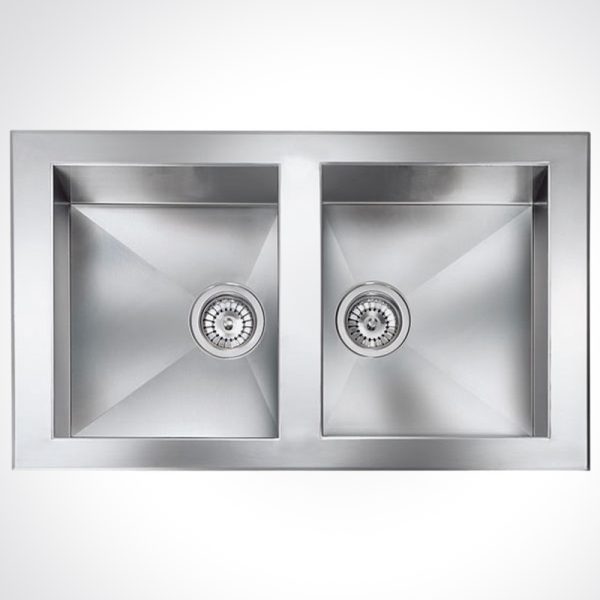 CM PUNTO QUADRO Built-In Double Bowl Sink Satin Finish F3 86 X 50 cm