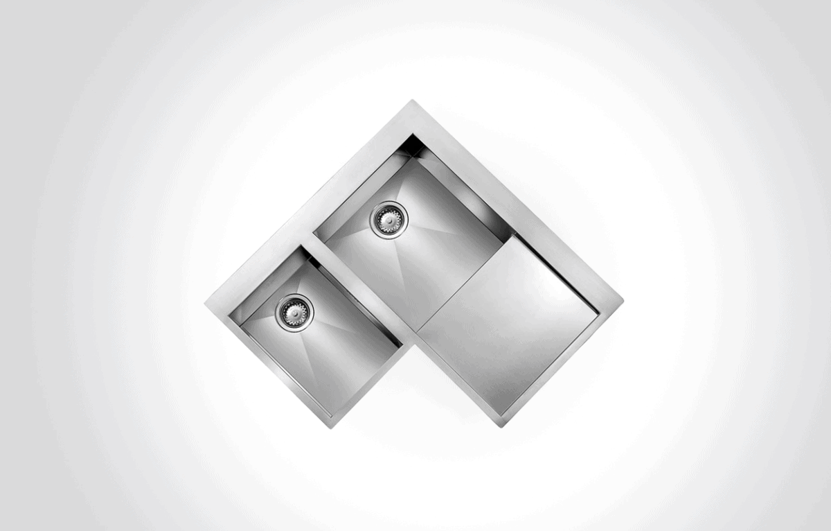 CM FILO QUADRA MIX Double Bowl Sink Satin Finish F3 83 X 83 cm - Image 1