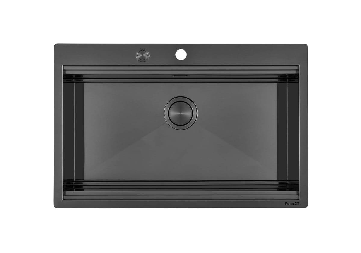 FOSTER 1034 056 Stainless Steel Gun Metal Flush and Top Mount Sink with One Bowl - Image 1