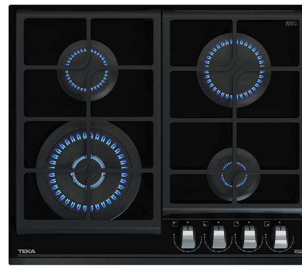 TEKA MAESTRO GZC 64320 BK Gas on Glass Hob with ExactFlame function in 60 cm of butane gas