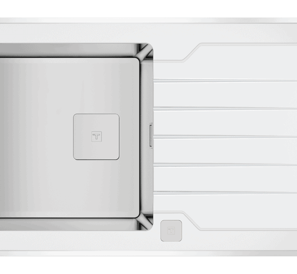 TEKA MAESTRO Diamond RS15 1B 1D 86 AUTO Urban Colors Edition Inset Glass Sink – White
