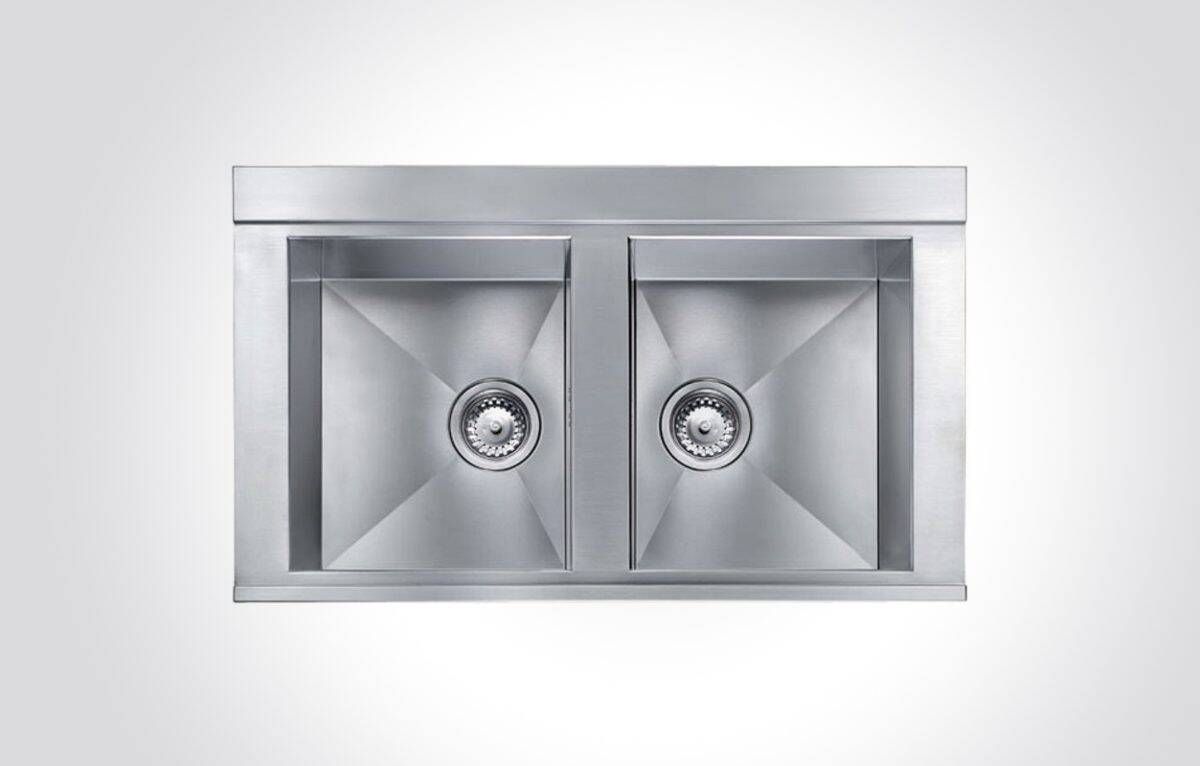 CM ANTHEA RADIUS Built-In Double Bowl Sink Satin Finish F3 86 X 51 cm - Image 1
