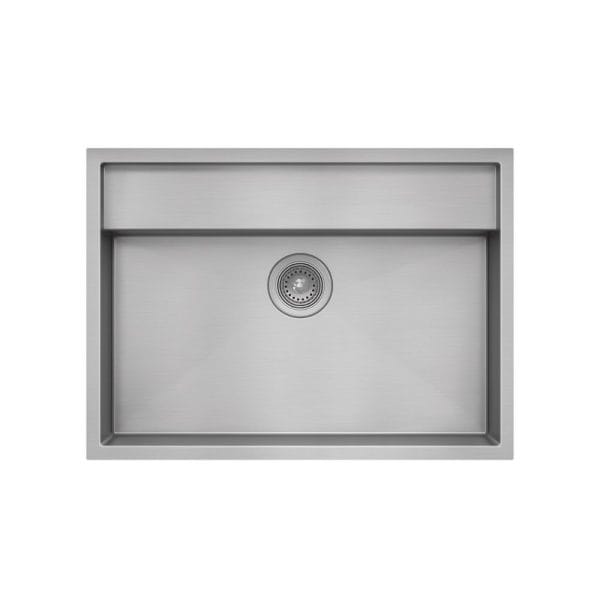 Sleek stainless steel kitchen sink with integrated drain and modern design for quality kitchen renovation, perfect for contemporary kitchen cabinetry and high-end countertops.