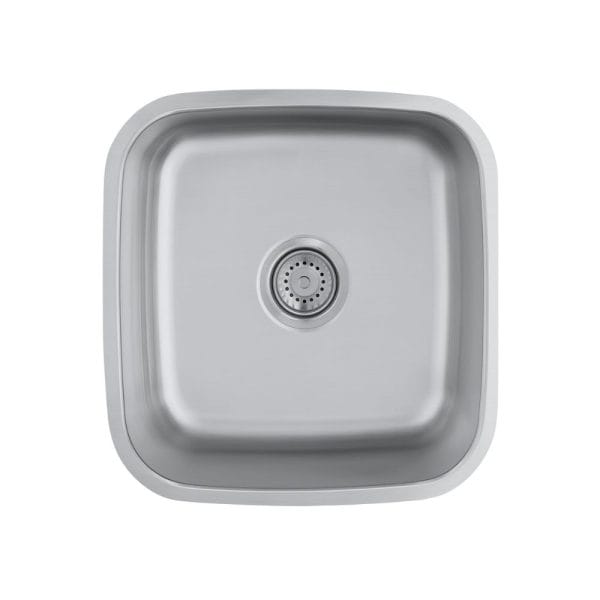 Stainless steel kitchen sink with single basin, modern and durable design for residential and commercial kitchens. Perfect for countertop installation and various kitchen layouts.