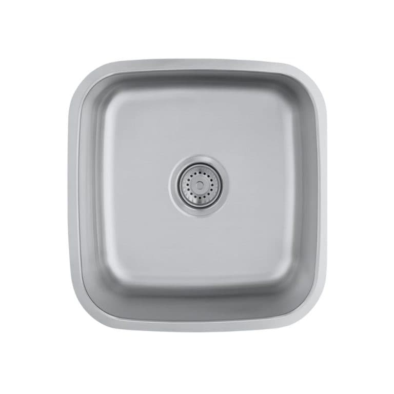 Stainless steel kitchen sink with single basin, modern and durable design for residential and commercial kitchens. Perfect for countertop installation and various kitchen layouts.