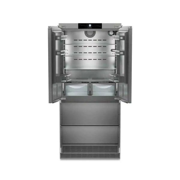 Premium stainless steel built-in refrigerator with multi-zone cooling, energy-efficient design, and spacious interior for modern kitchen appliances. Perfect for high-end kitchen renovations.