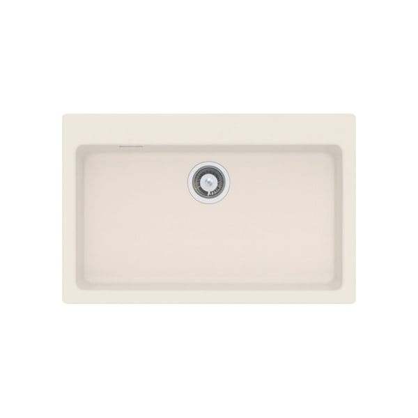 Stainless steel kitchen sink with single basin, modern design, durable and easy to clean for kitchen remodeling.