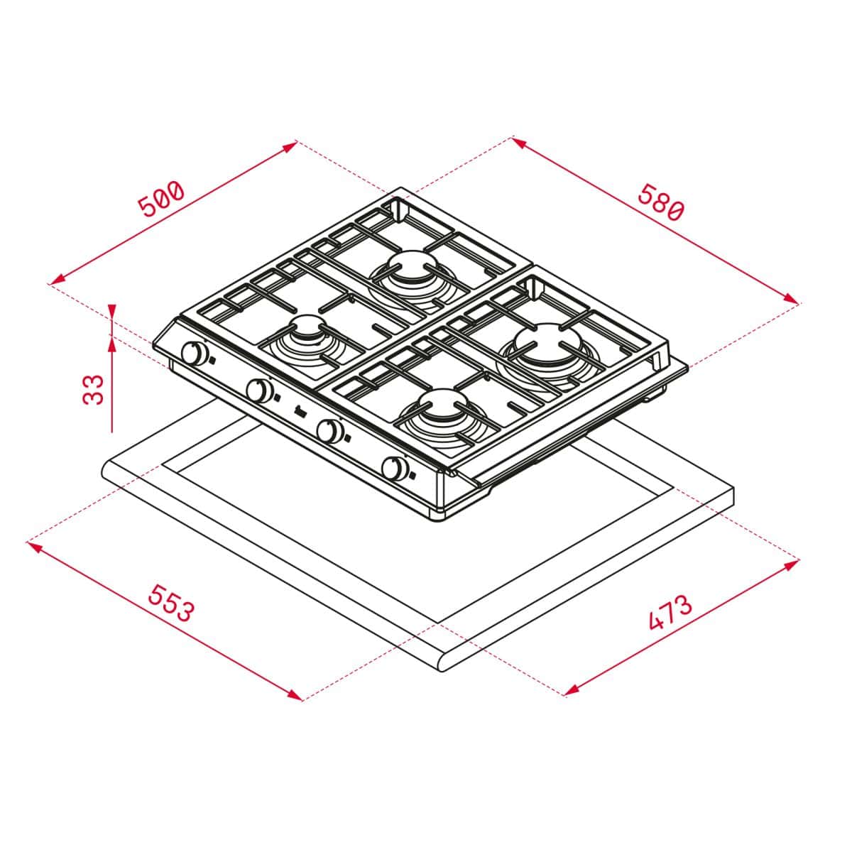 Teka EX 60.1 4G AI AL DR CI Gas Stainless Steel Hob 60 cm 112610042 - Image 2