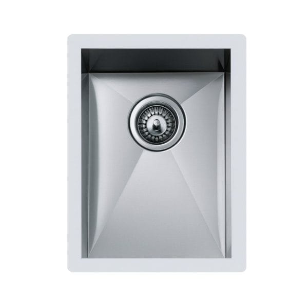 Stainless steel kitchen sink with modern design, single basin, and durable construction for kitchen remodeling and appliance upgrades.