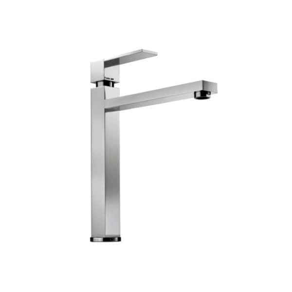 Sleek modern stainless steel kitchen faucet with pull-down spray head for easy kitchen sink use and cleanup. Durable, stylish, and functional for any contemporary kitchen design.