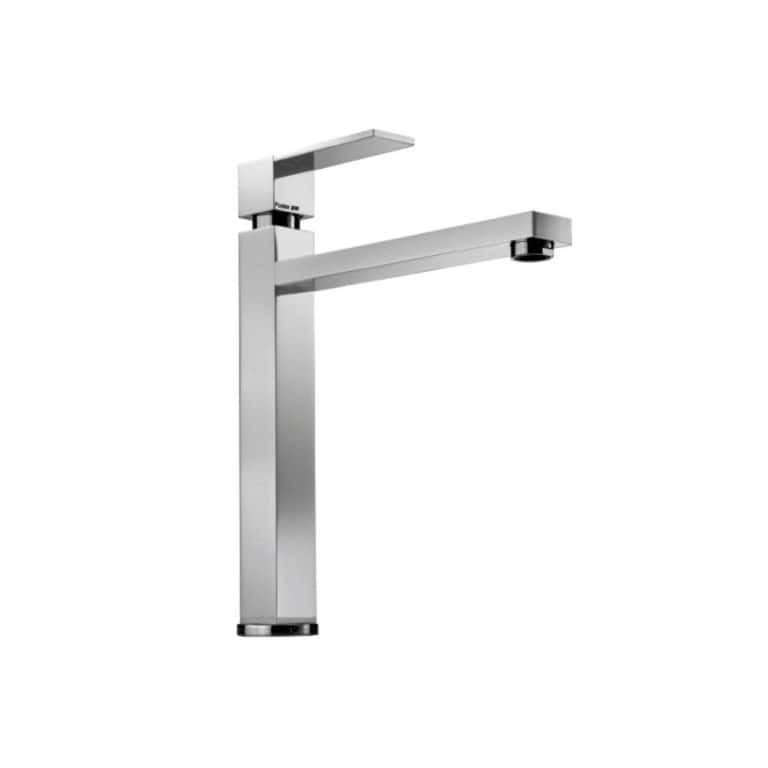 Sleek modern stainless steel kitchen faucet with pull-down spray head for easy kitchen sink use and cleanup. Durable, stylish, and functional for any contemporary kitchen design.