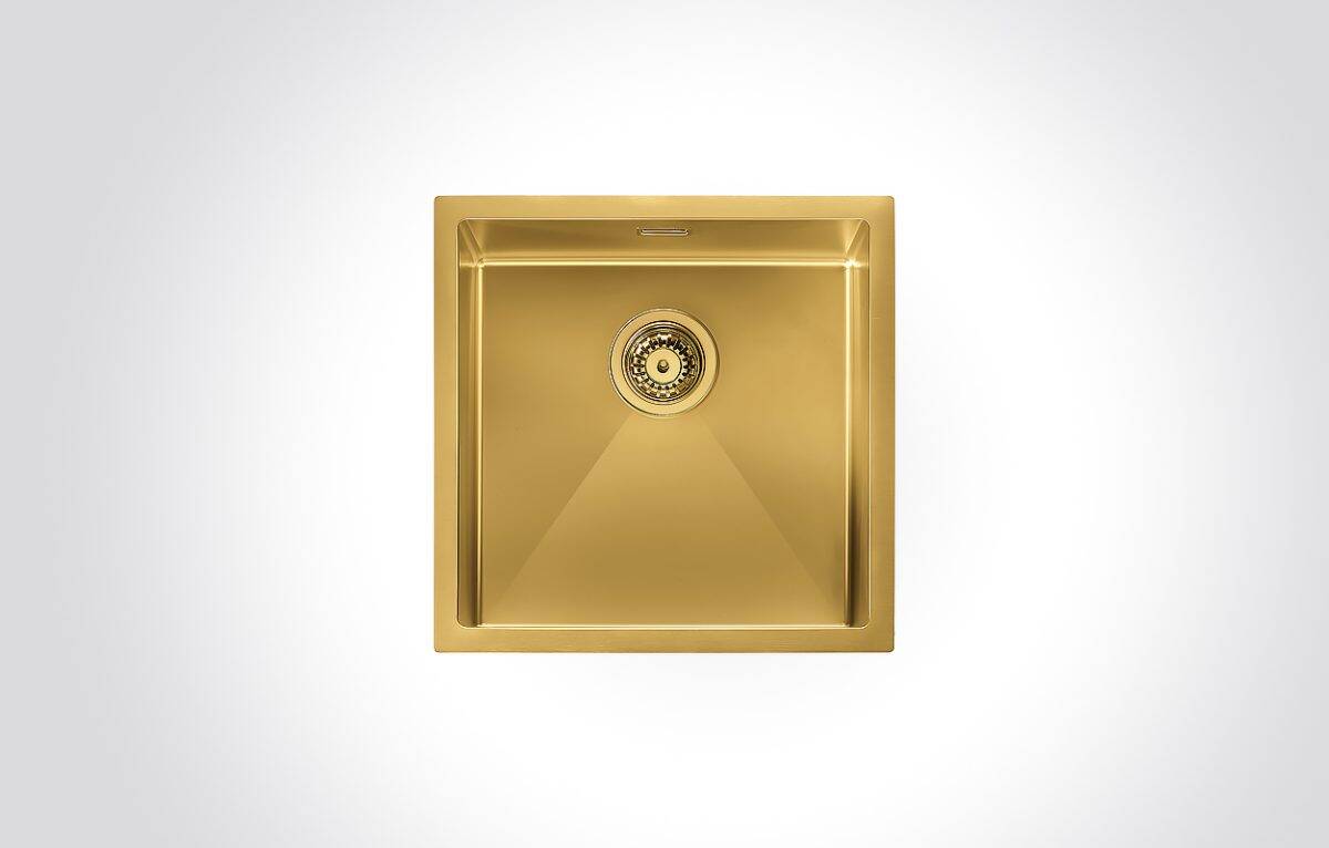 CM ELITE HM4544G Single Bowl Gold 45x44cm Stainless Steel Sink - Image 1