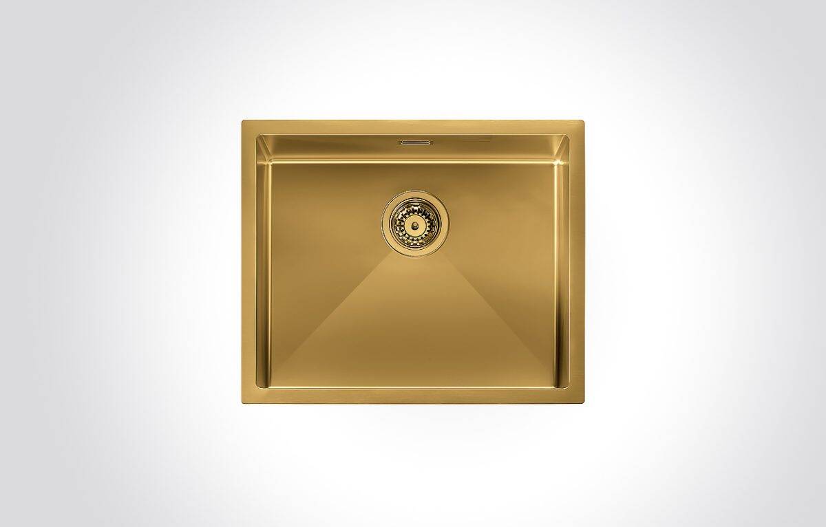 CM ELITE HM5744G Single Bowl Gold 57x44cm Stainless Steel Sink - Image 1