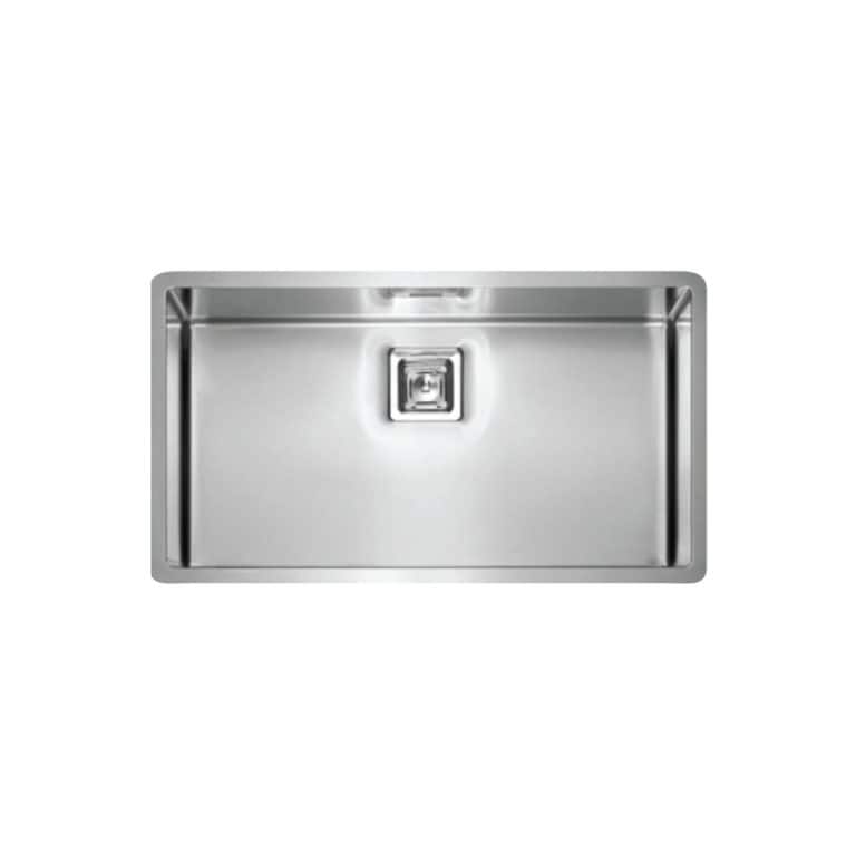 Stainless steel kitchen sink with modern design, single basin, and durable finish for kitchen remodeling and renovation projects. Perfect for contemporary kitchen setups.