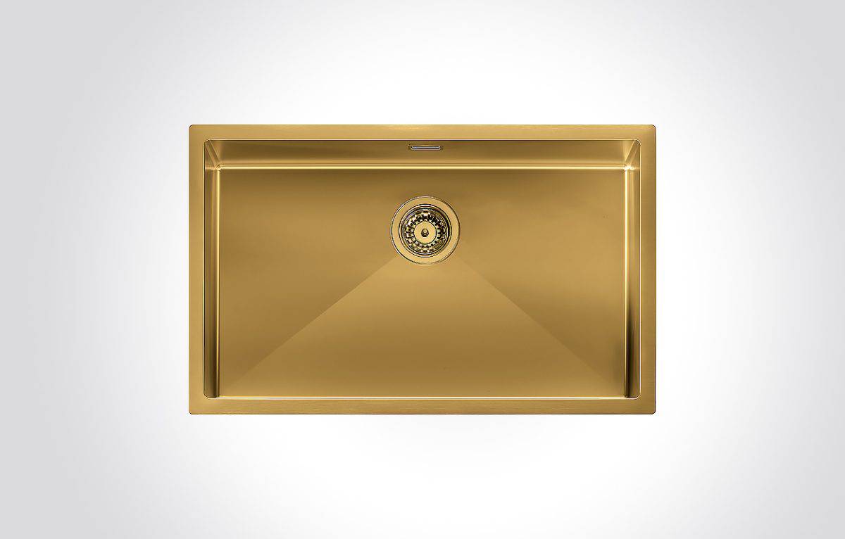 CM ELITE HM7744G Single Bowl Gold Stainless Steel Sink 77x44cm - Image 1