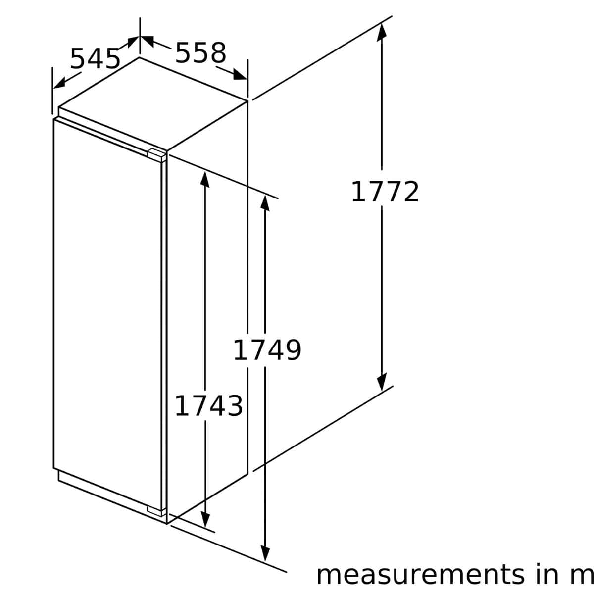 Siemens 319L Built-in Fridge, Flat Hinge - Image 2