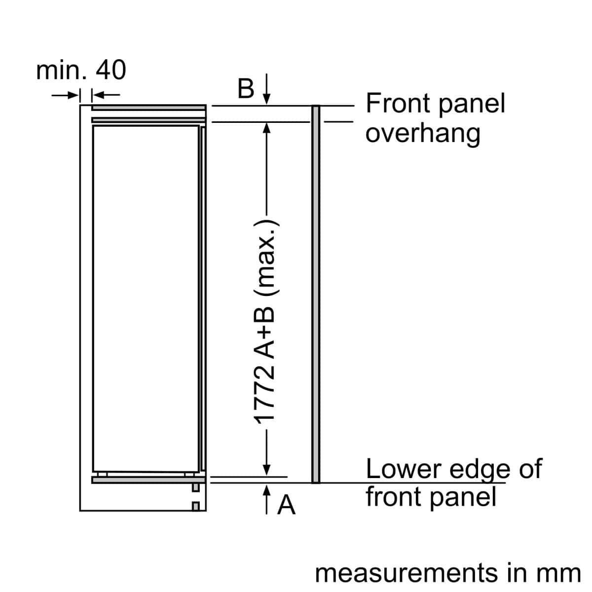 Siemens 319L Built-in Fridge, Flat Hinge - Image 4