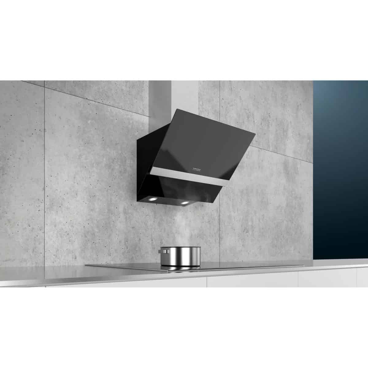 Siemens Wall-mounted Chimney Hood Clear Glass Black 60cm - Image 2