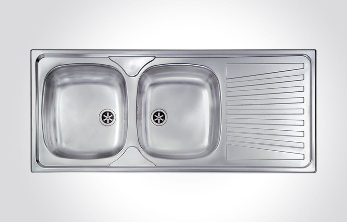 CM MONDIAL Double Bowl Stainless Steel Sink Satin Finish F3 116 X 50 cm - Image 1