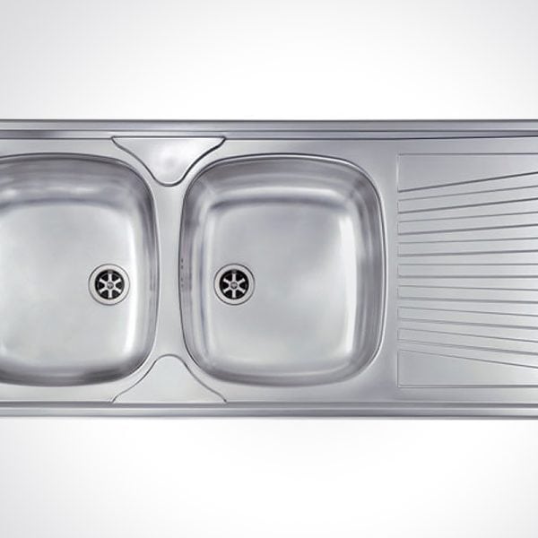 CM MONDIAL Double Bowl Stainless Steel Sink Satin Finish F3 116 X 50 cm