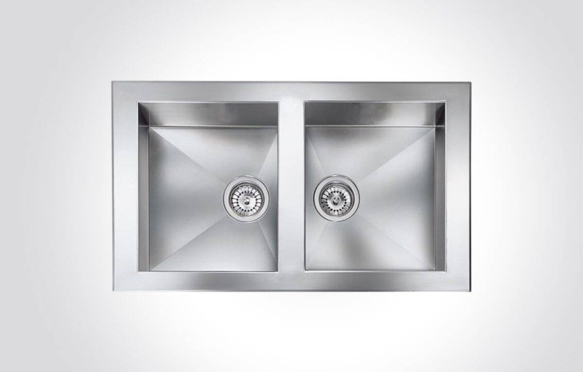 CM PUNTO QUADRO Built-In Double Bowl Sink Satin Finish F3 86 X 50 cm - Image 1