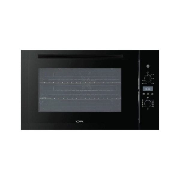 High-quality black countertop oven with digital controls, multiple cooking modes, and a large glass window for easy monitoring of food. Suitable for home baking and roasting.