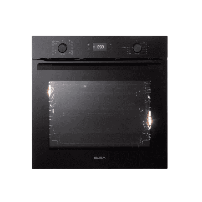 Built-in black kitchen oven with digital display and multiple cooking settings, perfect for modern kitchen appliances and efficient cooking.