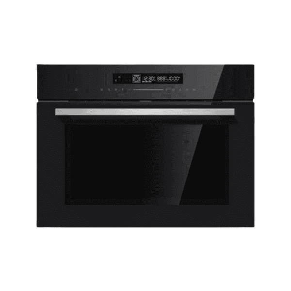 High-end black and stainless steel built-in oven for modern kitchens, featuring digital display and multiple cooking functions for home chefs and professional chefs.