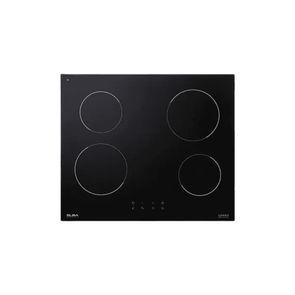 Ceramic glass cooktop stove with four heating zones, sleek black finish, and touch control panel for modern kitchens.