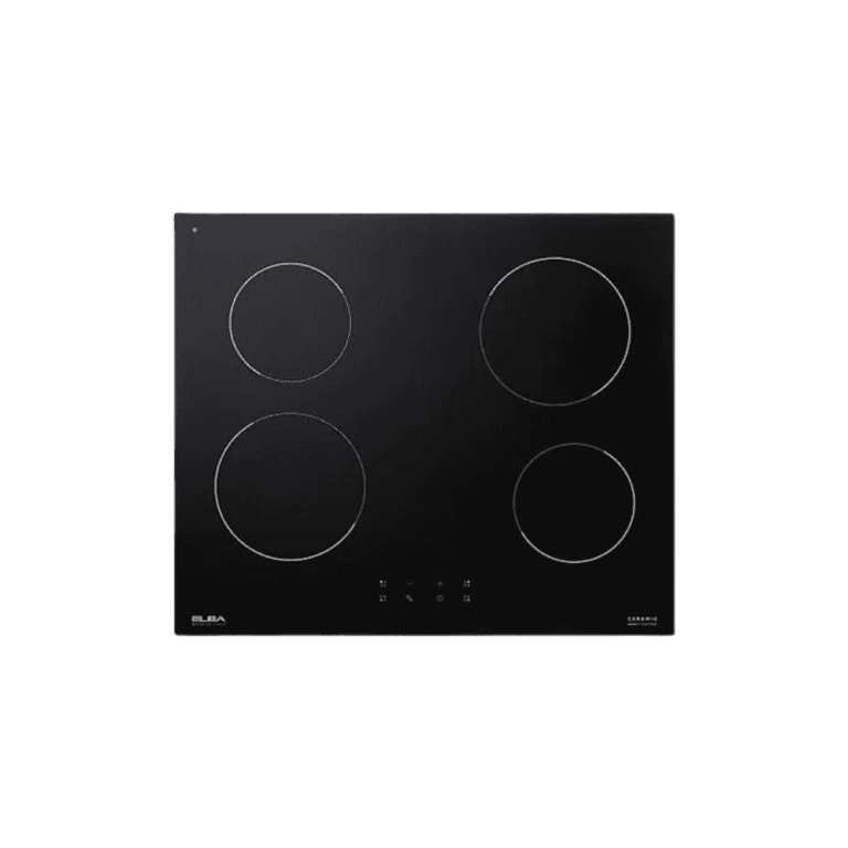 Ceramic glass cooktop stove with four heating zones, sleek black finish, and touch control panel for modern kitchens.