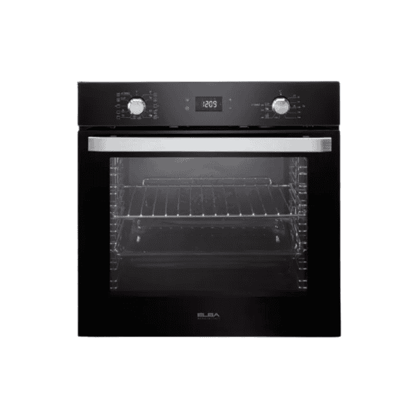 Stainless steel digital electric oven with glass door, indoor kitchen appliance for baking and roasting, modern home kitchen design appliance.