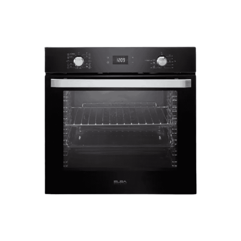 Stainless steel digital electric oven with glass door, indoor kitchen appliance for baking and roasting, modern home kitchen design appliance.