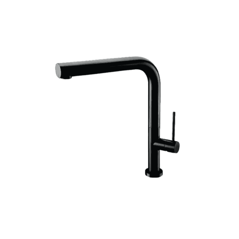 Brushed black modern kitchen faucet with sleek minimalist design, single handle for easy control, and durable construction perfect for contemporary kitchen remodels.