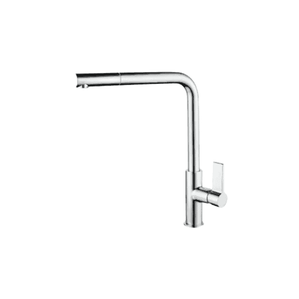 Sleek modern kitchen faucet with a high-arc spout and single-handle design, perfect for kitchen renovations and stainless steel appliance setups.