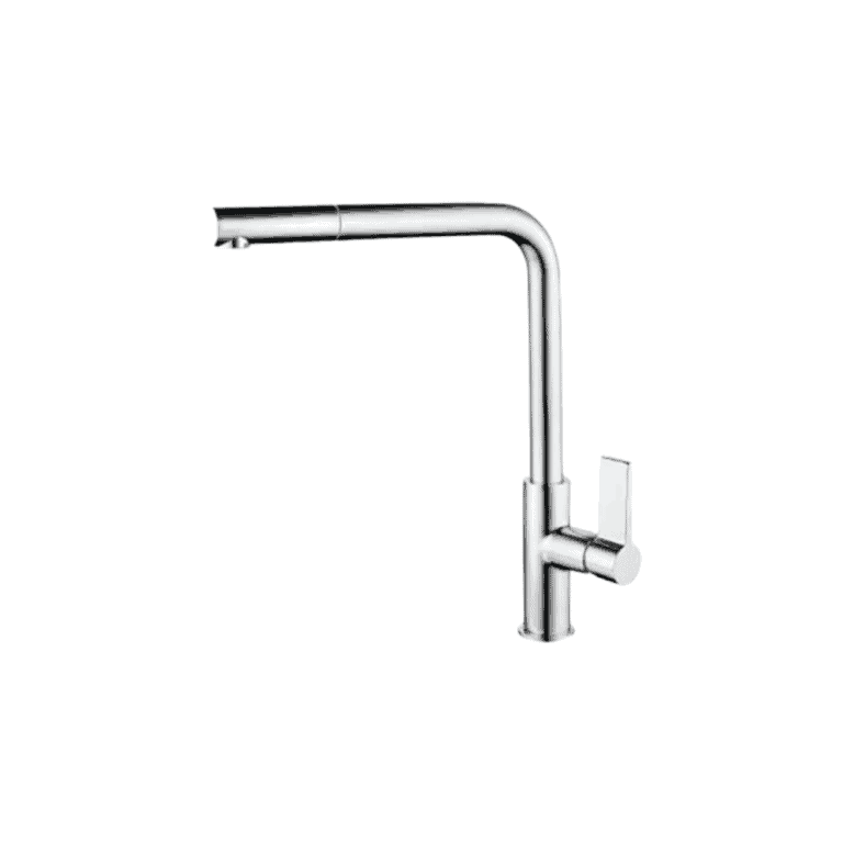 Sleek modern kitchen faucet with a high-arc spout and single-handle design, perfect for kitchen renovations and stainless steel appliance setups.