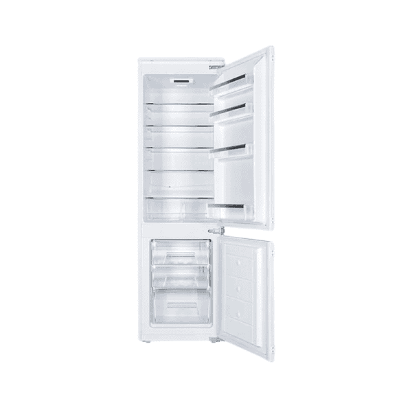 Whirlpool stainless steel top freezer refrigerator with multiple shelves, adjustable door bins, and energy-efficient design, ideal for modern kitchens and food storage.