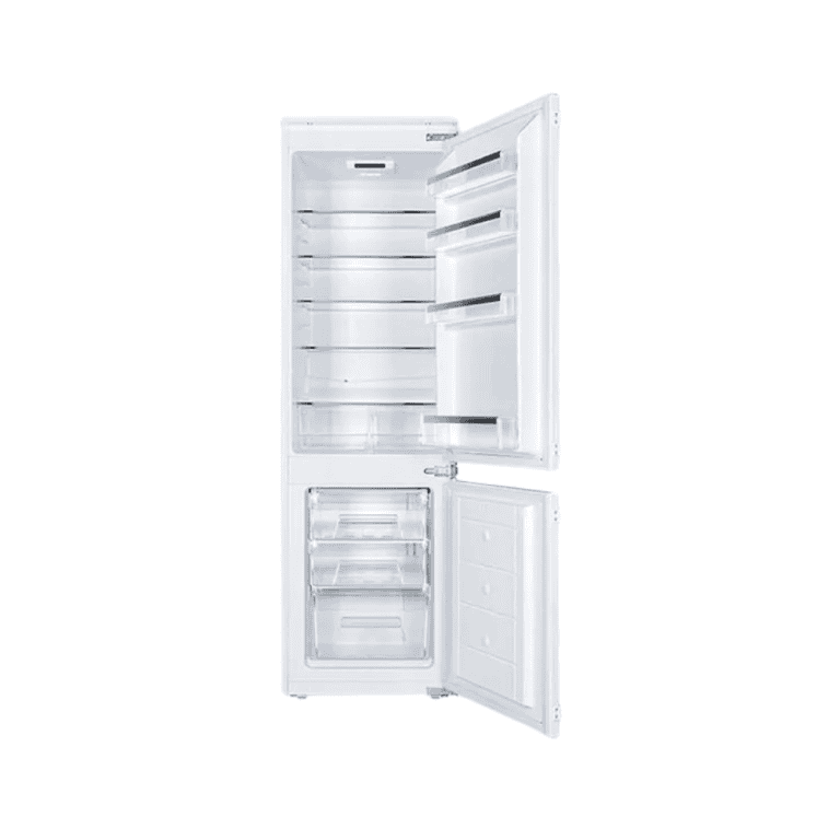 Whirlpool stainless steel top freezer refrigerator with multiple shelves, adjustable door bins, and energy-efficient design, ideal for modern kitchens and food storage.