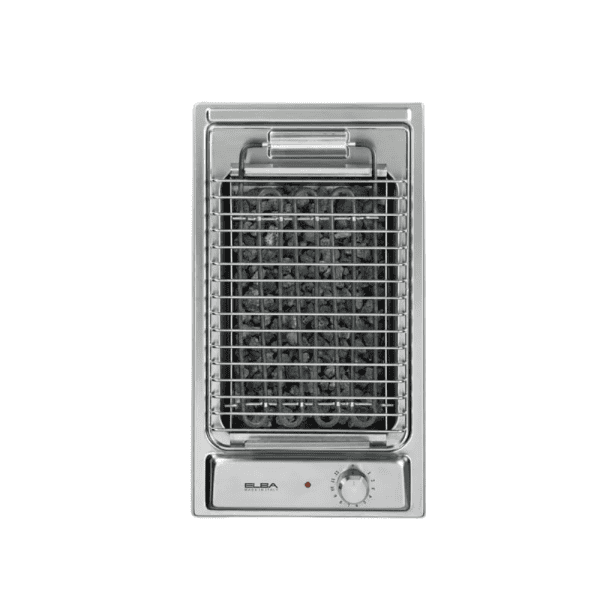Stainless steel commercial-grade charcoal grill with adjustable temperature control, perfect for outdoor cooking and BBQs. Durable and easy to clean, ideal for restaurant or home use.