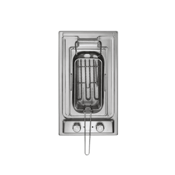 Stainless steel deep fryers, commercial restaurant-grade fryers with temperature control, perfect for professional kitchens and foodservice establishments.