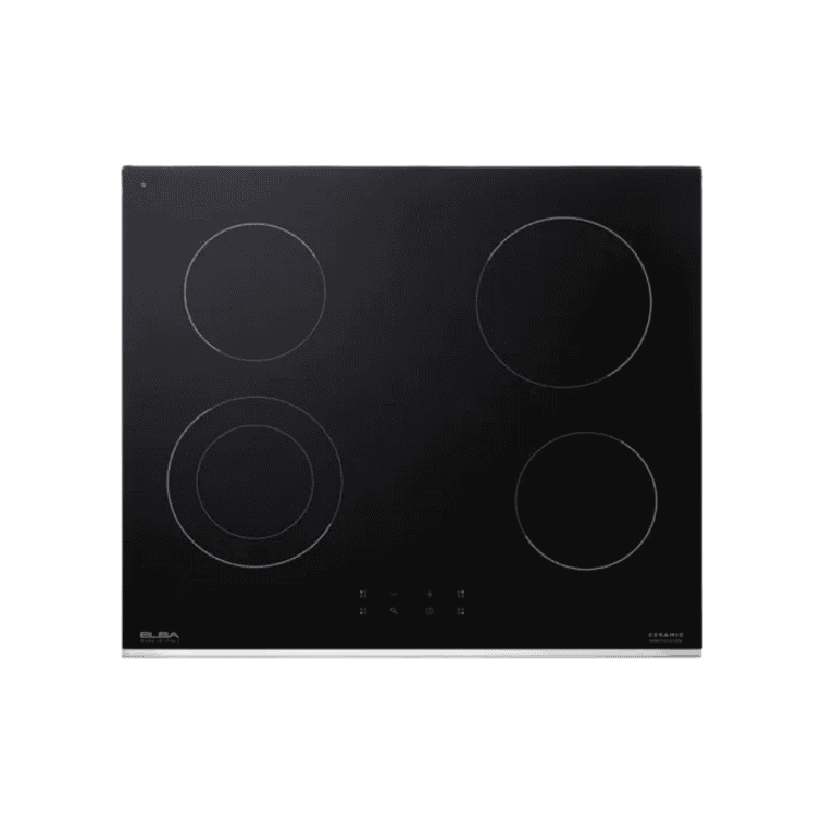 4 Burner Ceramic Electric Cooktop for Modern Kitchen, Black Glass Surface with Touch Controls and Easy Installation.