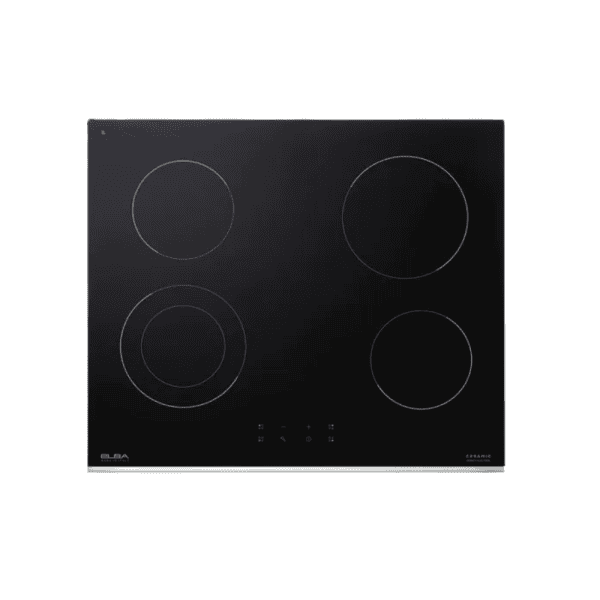 1. Induction cooktop with four burners, sleek black ceramic surface, touch control panel, ideal for modern kitchens and cooking efficiency.