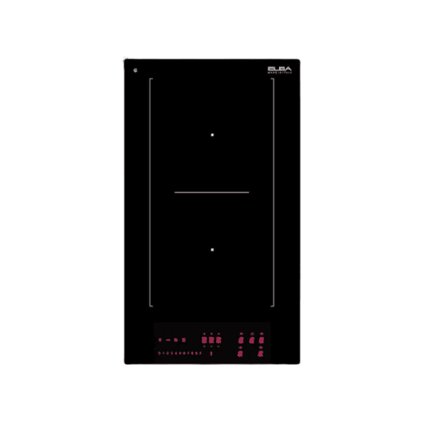 High-end black induction cooktop with touch control and digital display for modern kitchen cooking. Sleek, energy-efficient, and designed for precise temperature control and convenience.