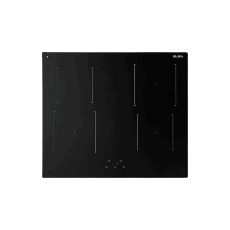 4-Burner Electric Cooktop with Touch Control, Sleek Black Glass Surface for Modern Kitchens, Energy Efficient and Easy to Clean, Compatible with Various Cookware, from KitchenByPro.com.