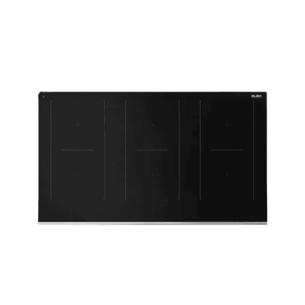 Sleek black induction cooktop with four cooking zones, modern touch controls, and energy-efficient technology for seamless cooking experiences. Perfect for contemporary kitchens.