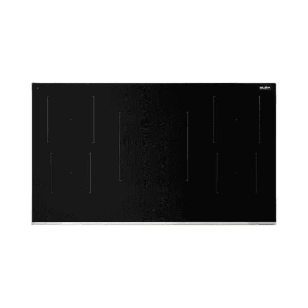 Cooktop with multiple burners and touch control, modern black electric stove for kitchen cooking and culinary use.
