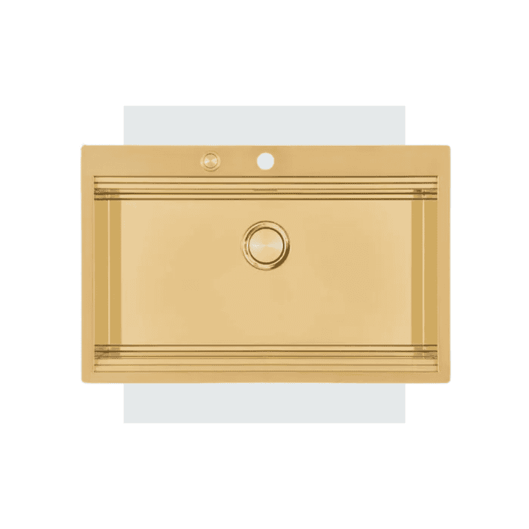 Rustic gold kitchen sink with modern design, durable stainless steel, ideal for modern kitchens, easy to clean, and adds elegance to your kitchen decor. Perfect for upgrade or new kitchen installation.