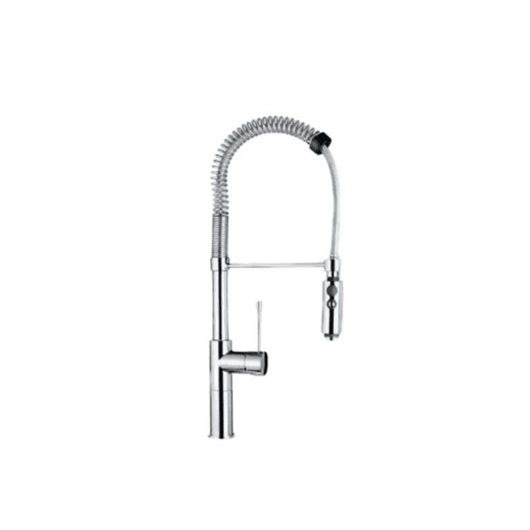 Flexible stainless steel kitchen faucet with pull-down spray head and single handle for efficient water control and modern kitchen sink installation.