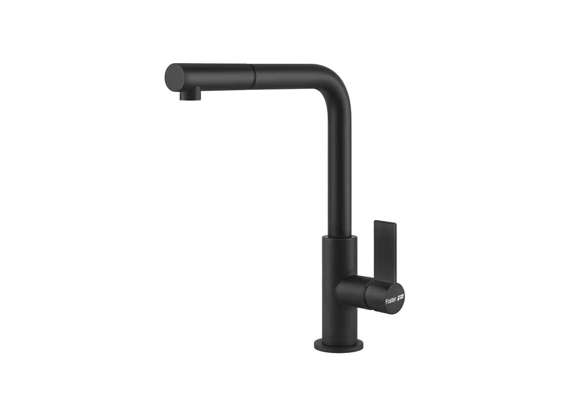 Foster 8498 626 Omega Plus Matt Black Single Lever Mixer With Rotating Barrel - Image 1